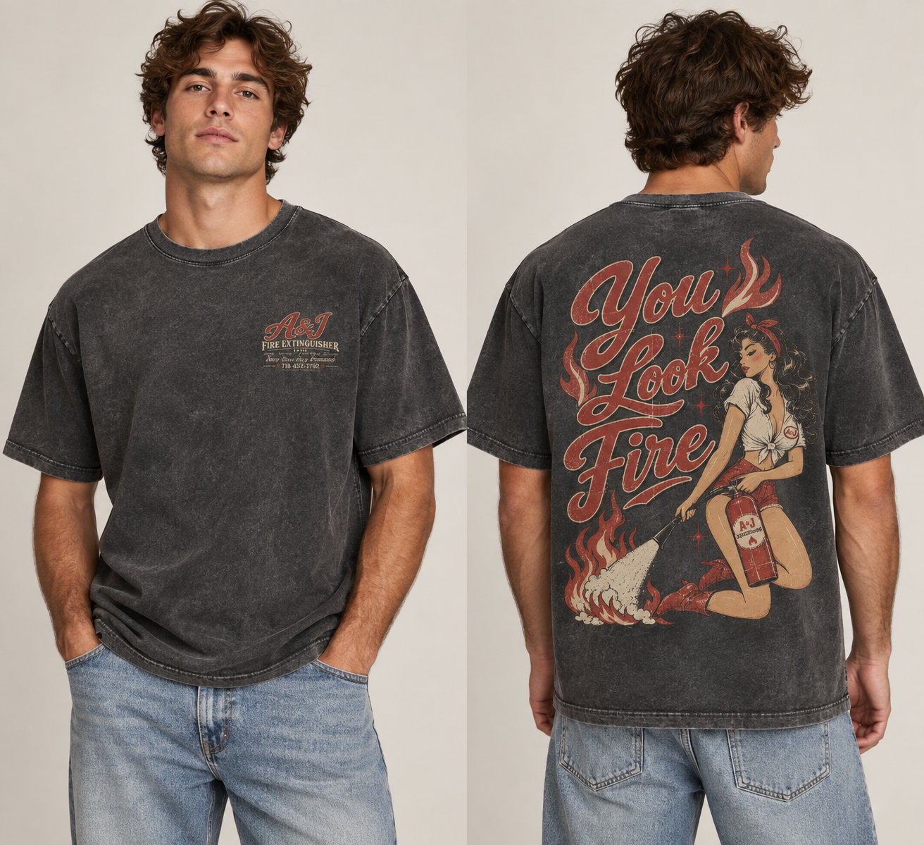 You Look Fire Tee, on model, black